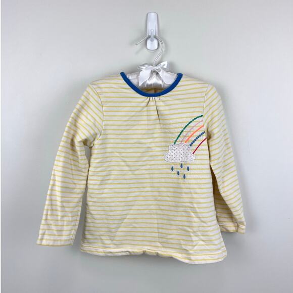 Mini Boden Yellow Striped Rainbow Applique Tunic 2-3 - Picture 1 of 6